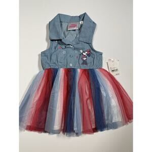 Disney Junior Minnie Summer tutu Dress Red White and Blue Sleeveless Sz 18M